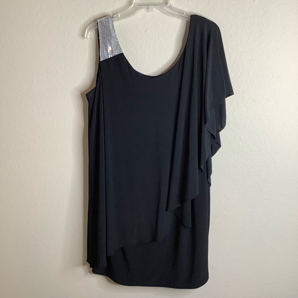 Collection Dressbarn One Shoulder Black Dress 14 - Picture 1 of 5